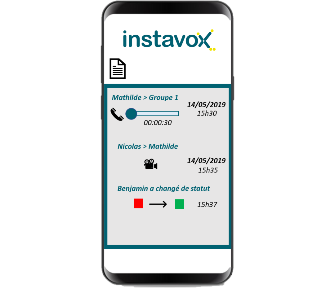 Application Talkie-Walkie - Historique des appels et statuts